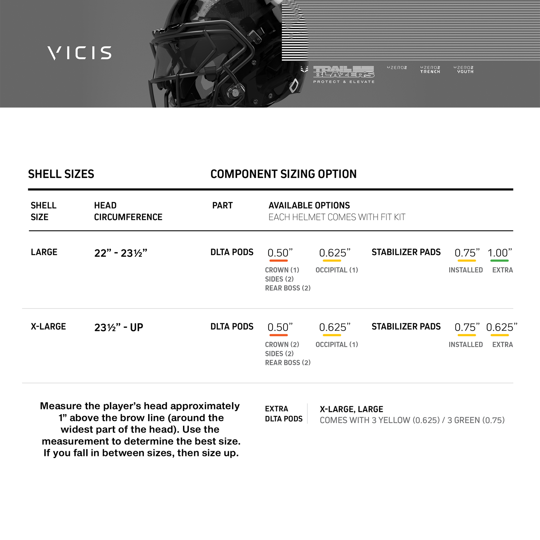 dimensions of football helmet shell ZERO2 TRENCH HELMET